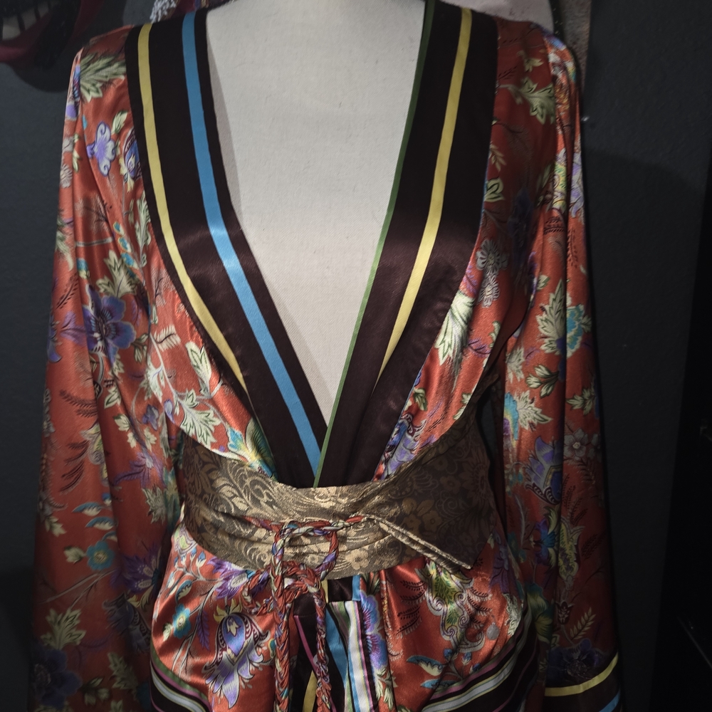 Floral Satin Kimono Robe